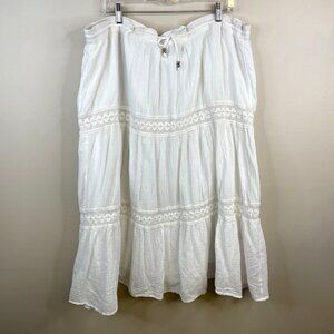 Mlle Gabrielle Womens Beachy Gauzy Crochet Midi Skirt Size XL Cowgirl Vacation